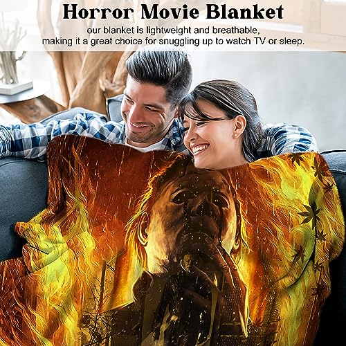 Michael Myers Blanket, Horror Movie Throw Blanket, Halloween Flannel Cozy Plush Blanket for Bed Couch Bedroom (Yellow-Flannel, 50x60in)