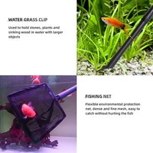 UPETTOOLS Fish Tank Cleaning Tools Upgraded 5-in-1 Aquarium Cleaner Kit Algae Scraper Scrubber Pad Adjustable Long Handle Fish Tank Brush Cleaner Set