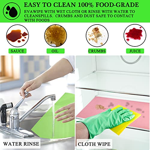 16 PCS Refrigerator Liners for Shelves Washable Fridge Liner Mats Waterproof Oilproof Refrigerator Shelf Liners for Glass Shelves (4 Colors)