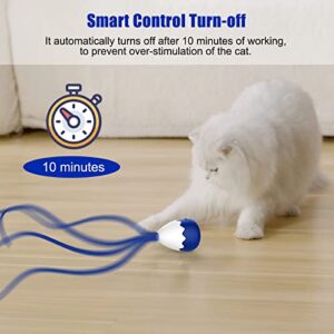 Petcronies Cat Wand Toy, Automatic Silicone Tail Teaser Toy 2 in 1, Electronic Interactive Toy for Indoor Cats, Rechargeable Exercise Toy for Kitten-Navyblue