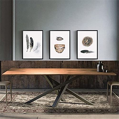 LAKIQ Solid Wood Dining Table Industrial Rectangle Kitchen Dining Room Table in Nature with Metal Pedestal Living Room Coffee Table for Meeting Room Reception Room(Black,70.9" L x 31.5" W x 29.5" H)