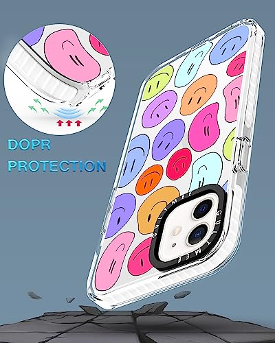 GULTMEE for iPhone 12 case & iPhone 12 Pro Case 6.1inch with 1 Screen Protector,Cute Rainbow Face Print Slim Design with Shockproof PC Bumper Protective Cover Clear Case for Women Girls Man