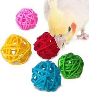 synra rattan balls for parrots, 30 beak grooming and activity balls, 1” decorative wicker orbs, attractive multicolor pack