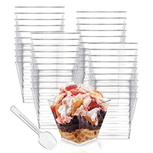 merkaunis 100pcs 4 oz dessert cups with spoons parfait cups appetizer cups small dessert cups dessert bowls for tasting party desserts mousse puddings ice cream