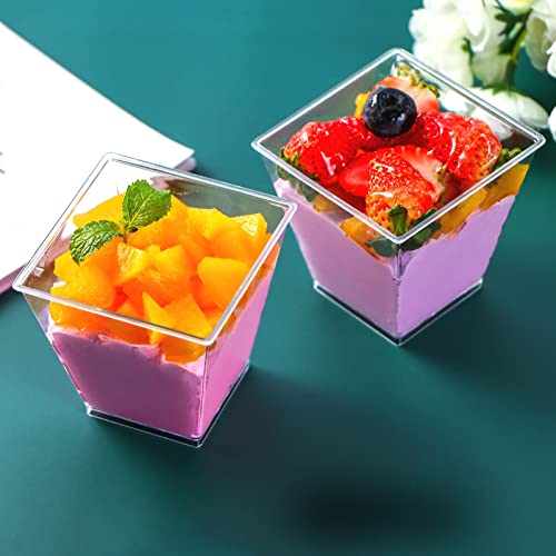 Merkaunis 100pcs 4 oz Dessert Cups with Spoons Parfait Cups Appetizer Cups Small Dessert Cups Dessert Bowls for Tasting Party Desserts Mousse Puddings Ice Cream