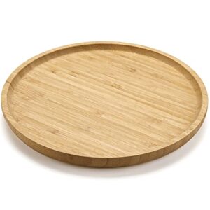 round bamboo tray, wood plates, wooden serving platter, charcuterie serving board for dinning / coffee table,13.8 inch