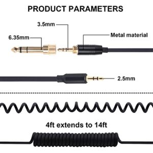 Toxaoii QC45 Coiled Audio Cable, Replacement Audio Cord Compatible with Bose QuietComfort QC 45, QC35 II, QC 35, OE2 OE2i Soundlink SoundTrue Headphone with 6.35mm Adapter, 2.5mm to 3.5mm(6~10ft)