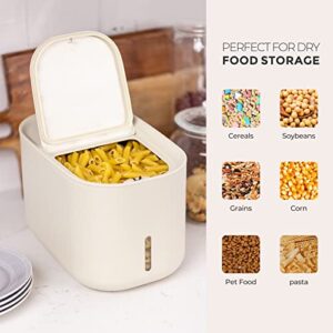 Zuutii Rice Storage Container,Food Container, Dry Food Storage, Pet Food Dispenser, 6.9Qt Large Storage Bin with Lid,Silicone Ring & Moisture Proof,for Grain Cereal Soybean Corn,Light Cream