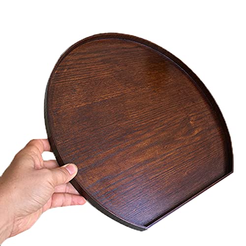 Adosio Wooden Serving Tray Half Moon Shaped Food Bread Platter Decorative Counter Tray for Serving Coffee Tea Cheese Dessert Vegetable Fruit (Medium)