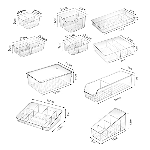 Plastic Cosmetic Storage Organizer Box Containers, VALINK Makeup Organizer for Bathroom, Bedroom and Vanity Countertops