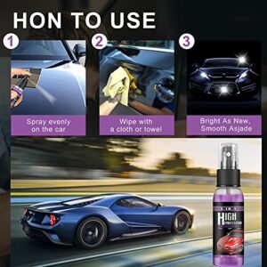 RJDJ 3 in 1 High Protection Quick Car Coating Spray, Car Scratch Nano Repair Spray, Plastic Parts Refurbish Agent, Quick Coat Car Wax Polish Spray for Cars (100ml, 3pcs)