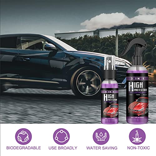 RJDJ 3 in 1 High Protection Quick Car Coating Spray, Car Scratch Nano Repair Spray, Plastic Parts Refurbish Agent, Quick Coat Car Wax Polish Spray for Cars (100ml, 3pcs)