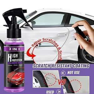 RJDJ 3 in 1 High Protection Quick Car Coating Spray, Car Scratch Nano Repair Spray, Plastic Parts Refurbish Agent, Quick Coat Car Wax Polish Spray for Cars (100ml, 3pcs)