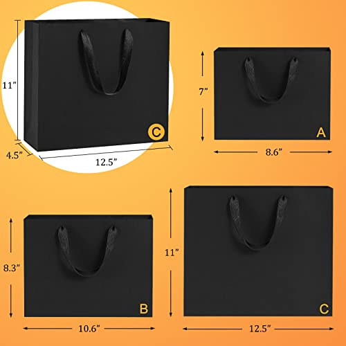 BagDream Black Gift Bags 25 Pack 12.5x4.5x11 Kraft Paper Bags with Handles Bulk, Merchandise Retail Shopping Grocery Bags, Gift Wrapping Bags Party Favor Gift Bags Large Paper Sacks