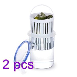 BestAlice 2 Pack Pickle Jar with Strainer Insert, Transparent Pickle Storage Container with Leaks-Proof and Lock It Lid, Pickle Holder Keeper Lifter, Barrel of Olive Jalapeno, Food Storage Container