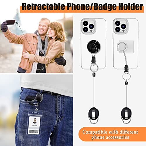 Azrra Theft and Drop Protection Phone Tether - 31” Safety Retractable Phone Clip, Anti-Drop Travel Clip, Universal Retractable Lanyard with Carabiner and Tether Tabs (Black, 1 Pack)