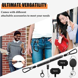 Azrra Theft and Drop Protection Phone Tether - 31” Safety Retractable Phone Clip, Anti-Drop Travel Clip, Universal Retractable Lanyard with Carabiner and Tether Tabs (Black, 1 Pack)