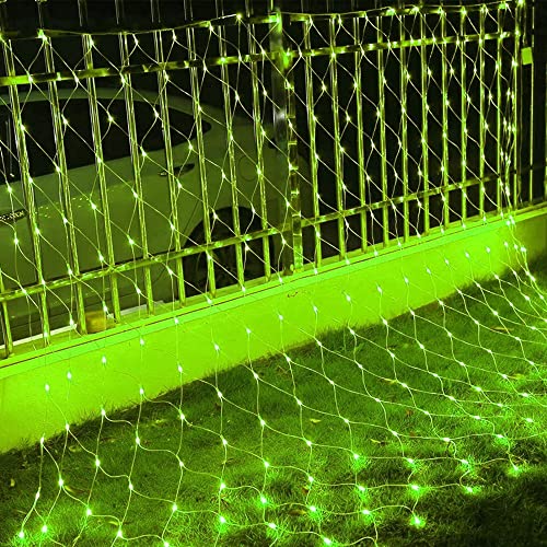 Dazzle Bright St. Patrick's Day 360 LED Net Lights, 12FT x 5 FT Connectable Waterproof String Lights with 8 Modes, Christmas Decorations for Indoor Outdoor Xmas Party Yard Garden Bushes Decor (Green)