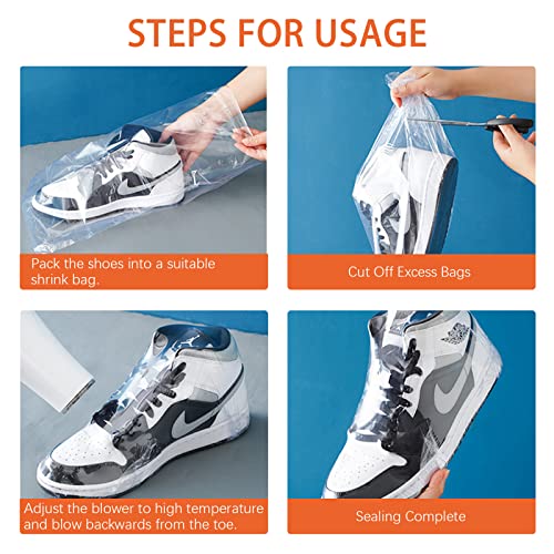 Tanstic 150Pcs Shoe Shrink Wrap Bags, Including 11"x18" 10"x12" 7"x12" Heat Shrink Plastic Wrap for Shoes