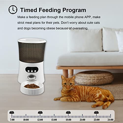 KaLoken Automatic Cat Feeders 6L, Wi-Fi Smart Pet Feeder for Cat & Dog, Timed Auto Dog Feeder Dry Food Dispenser with App Control, Distribution Alarms and 10s Voice Recorder