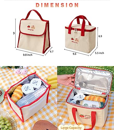 RICHTRUE Kawaii Lunch Bag for Girls Box Insulated Cute Bags Women Kids (Bear- Bucket)