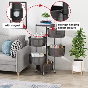 5 Tier Round Rotating Storage Rack for Kitchen, Storage Baskets for Shelves, Floor-Standing Multi-Layer Storage Self, Household Fruit and Vegetable Storage Basket Rack for Kitchen Living Room