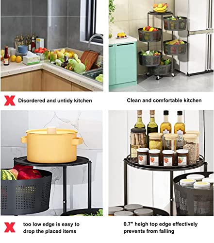 5 Tier Round Rotating Storage Rack for Kitchen, Storage Baskets for Shelves, Floor-Standing Multi-Layer Storage Self, Household Fruit and Vegetable Storage Basket Rack for Kitchen Living Room