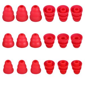 silicone ear tips triple flange replacement ear tips three flange noise-isolation eartips fit for inner hole from 4mm - 5.1mm earphones 9 pairs s/m/l red
