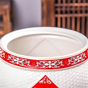 Food Dispenser Retro Ceramic Rice Bucket Cereal Storage Container Chinese Porcelain Grain Dispenser Suitable for Flour, Sugar, Coffee, Rice, Nuts, Snacks, Pet Food, Tea (Size : 12.5kg/27.5lbs)