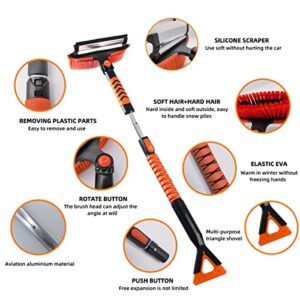 ZYZKPDS 43" Ice Scraper and Extendable Snow Brush for Car Windshield with Foam Grip 2022 New 5 in 1 Sturdy 360° Pivoting Snow Removal Tool for Car SUV Truck