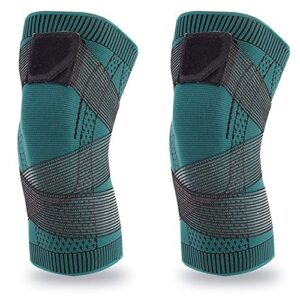 tiechi knee compression sleeve - best knee brace, professional knee brace with side stabilizers for running, workout, arthritis, joint recovery, knee braces for knee pain women men (green,xxxl)
