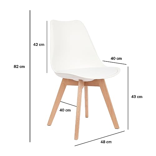 +gardenlife | Tulip Nordic Chair Design Armless Dining Plastic Chair | Set of 4 | White