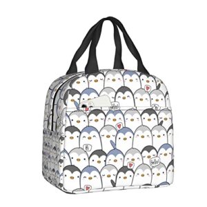 srufqsi cute penguin greeting lunch bag insulated water-resistant tote bag reusable lunch box for picnic travel