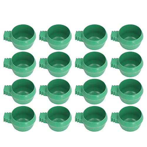 Bird Feeders, 25 Pcs Mini PP Plastic Birds Cage Sand Cup Feeding Holder Mosaic Card Installation Easy to Use Green Design Parrot Food Water Bowl Pigeons Birds Cage Sand Cup for Parrot Pigeon(S)