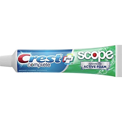 Crest Complete Toothpaste Plus Scope Advanced Active Foam, Striped, 8.2 oz (2Pack)