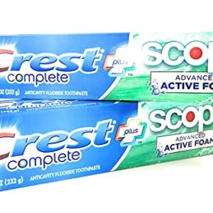 Crest Complete Toothpaste Plus Scope Advanced Active Foam, Striped, 8.2 oz (2Pack)