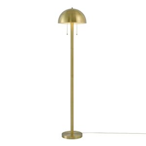 Novogratz x Globe Electric 65786 Haydel 60" 2-Light Floor Lamp, Matte Brass, Double On/Off Pull Chain, Bulb Not Included