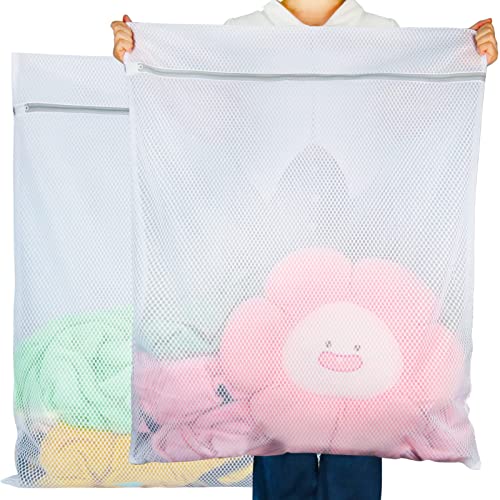 Vivifying Mesh Laundry Bags, 2 Pack Extra Large Honeycomb Laundry Bags Mesh Wash Bags for Coats, Stuffed Toys, Blanket, Sweater, Delicates Clothes