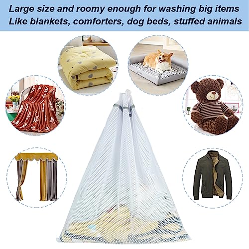 Vivifying Mesh Laundry Bags, 2 Pack Extra Large Honeycomb Laundry Bags Mesh Wash Bags for Coats, Stuffed Toys, Blanket, Sweater, Delicates Clothes