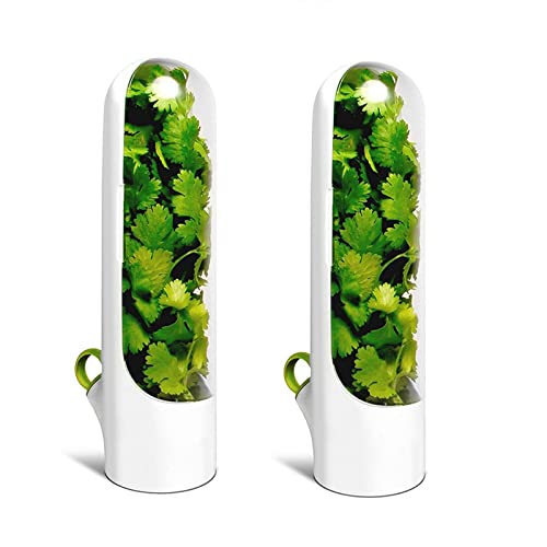 UEOZ Herb Saver for Refrigerator, Herb Saver Pod, Vegetable Preservation Bottle, Fresh Herb Keeper for Cilantro, Mint, Parsley, Asparagus, Keeps Greens Fresh for 2-3 Weeks (2PCS)