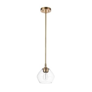 globe electric 65691 harrow 1-light pendant lighting, matte brass, clear glass shade, bulb not included