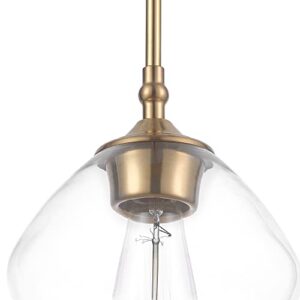 Globe Electric 65691 Harrow 1-Light Pendant Lighting, Matte Brass, Clear Glass Shade, Bulb Not Included