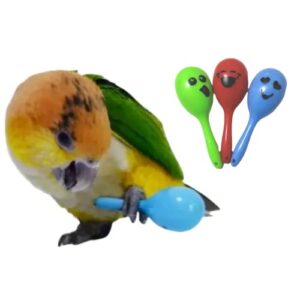 3PCS- Colourful Mini Ball Sand Hammer Parrot Rattle Shaker Musical Sound Toy Intelligent Sand Hammer Toys for Parakeets Canaries Cockatiels Conure Lovebirds(Random Color)