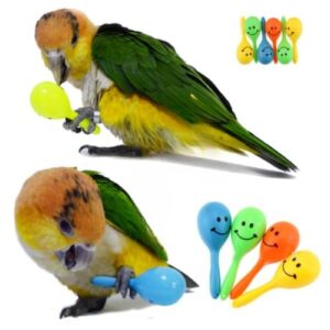 3PCS- Colourful Mini Ball Sand Hammer Parrot Rattle Shaker Musical Sound Toy Intelligent Sand Hammer Toys for Parakeets Canaries Cockatiels Conure Lovebirds(Random Color)