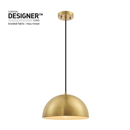 Novogratz x Globe Electric 65826 Hazel 1-Light Pendant Lighting, Matte Brass, Bulb Not Included