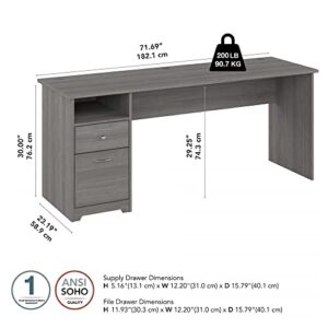 Bush Furniture Cabot Computer Desk with Drawers, 72W, Modern Gray