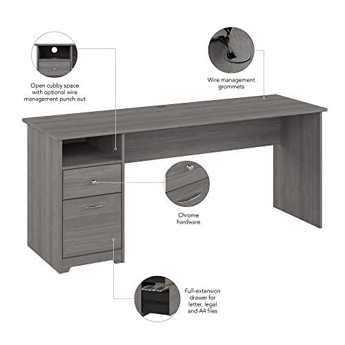 Bush Furniture Cabot Computer Desk with Drawers, 72W, Modern Gray