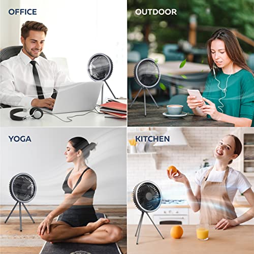 10000mAh Rechargeable Fan Portable – Desk Fan, Portable Camping Fan with LED Lantern Desktop Table Cooling Fans Cordless Quiet RV Small Tent Battery Powered Fan for Camping, Portable Fan for Travel