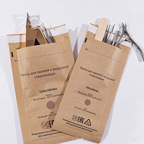 100Pcs Self Sealing Cleaning Pouch, Disposable Cleaning Paper Bags for Encapsulating Dental Tools and Nail Art Supplies, Nail Art Cleaning Bag for Oral Cavity Beauty (100x200mm / 3.9x7.9in)(100Pcs)