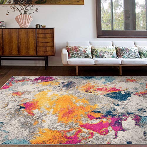 Rugshop Distressed Abstract Watercolor Area Rug 6'6" x 9' Multi